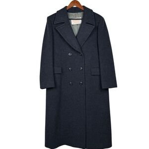 Pendleton Vintage Wool Long Overcoat Womens Double Breasted Gray Made in USA Ivy